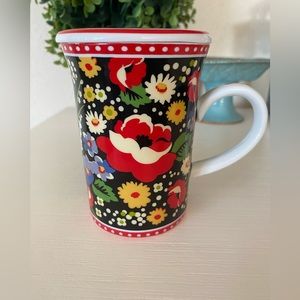 Vera Bradley X Barnes & Noble Poppy Fields Mug Lid Porcelain Coffee, Tea Mug